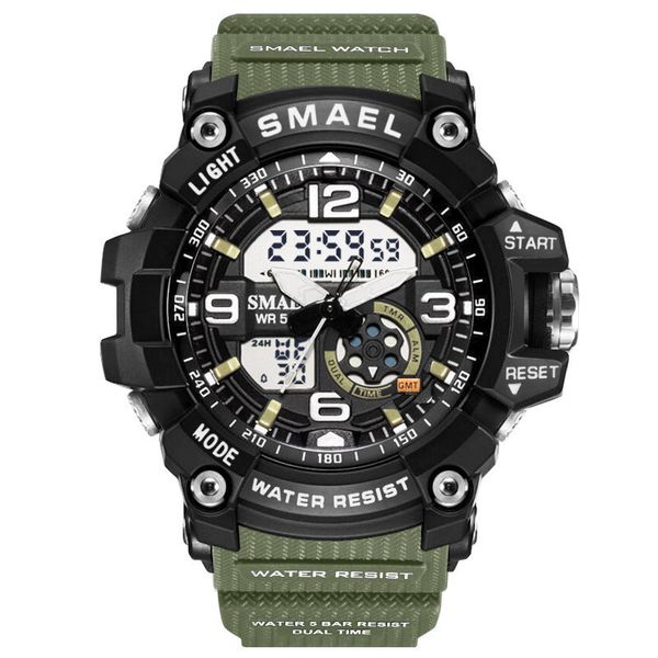 

birthday gift new smael 44mm 1808 quartz ditigal mens womens watch multifunction green tup strap student watches a06a5, Slivery;brown