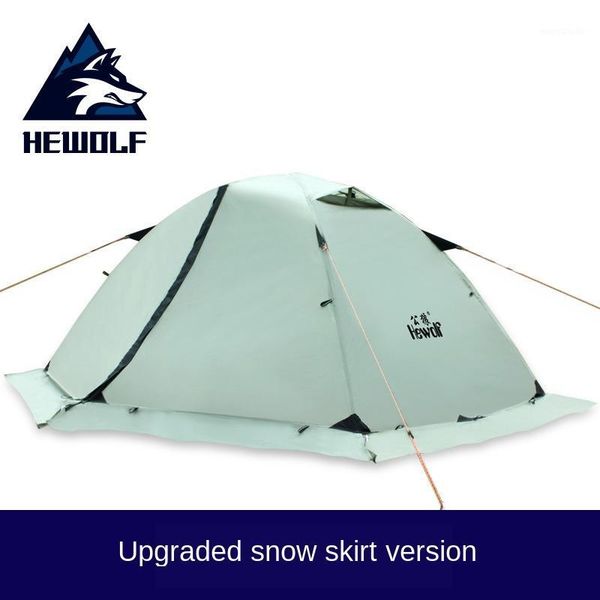 

hewolf outdoor profession double-layer tent set open snow mountain camping equipment multi-seat ultra-light snow skirt tent1