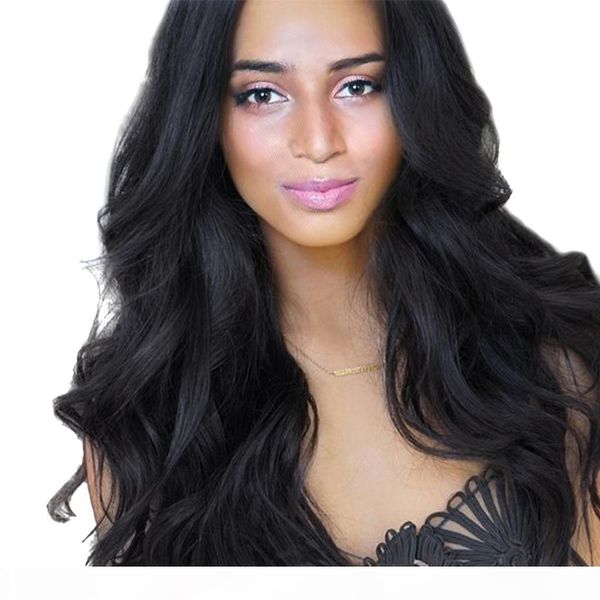 

24 inch natural curly loose wave layered wig for women human hair black long wigs