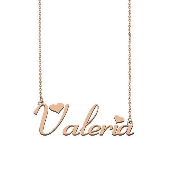

valeria name necklace custom nameplate pendant for women girls birthday gift kids friends jewelry 18k gold plated stainless steel, Silver