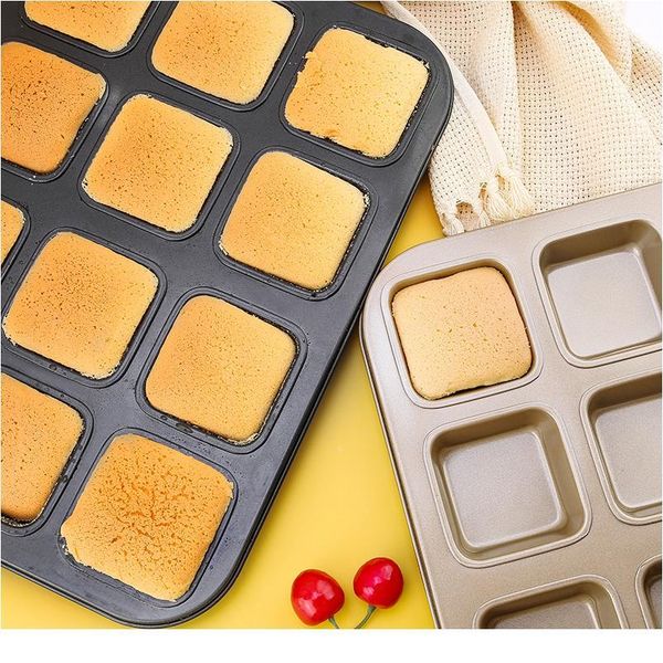 

12-cavity metal bakeware carbon steel nonstick cake pan square baking mold tools for pastry forms acc qylqzv