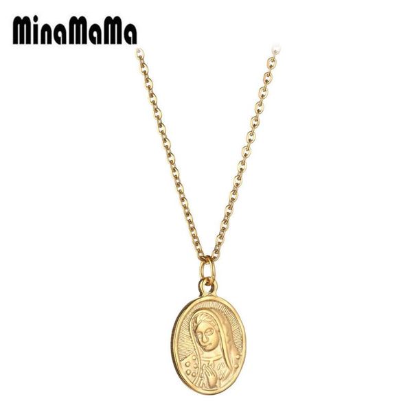 

stainless steel virgin mary pendant necklace for woman girls catholic virgin necklaces christian pray jewelry, Silver