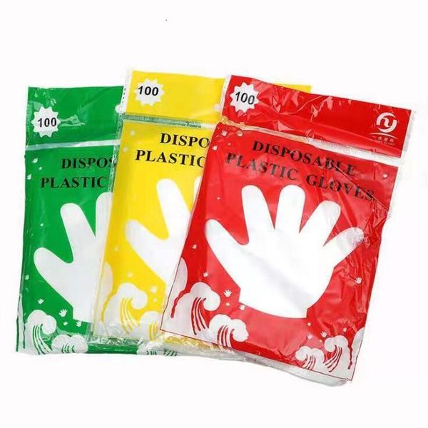 

transparent plastic disposable food grade glove waterproof home clean gloves colorful packing lobster grill es