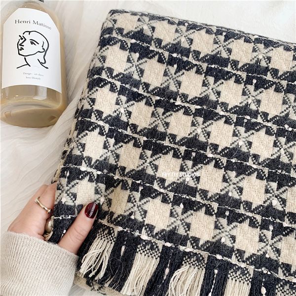 

японской тыква цвета тысячи птицы проверка шарфы плюш художественных шарфы платков утолщенной зима новых женщины, Blue;gray