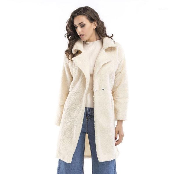 

autumn winter women beige teddy coat stylish female thick warm cashmere jacket casual girls streetwear1, Black