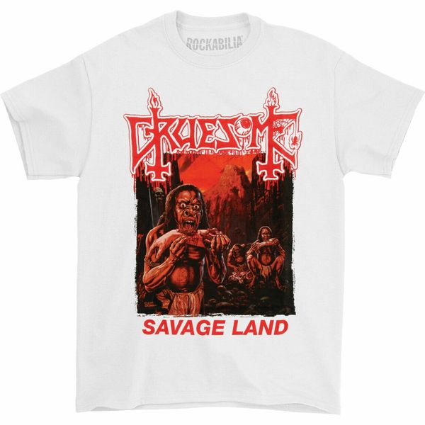 

gruesome men savage land (white) t-shirt xxx-large white sport hooded sweatshirt hoodie