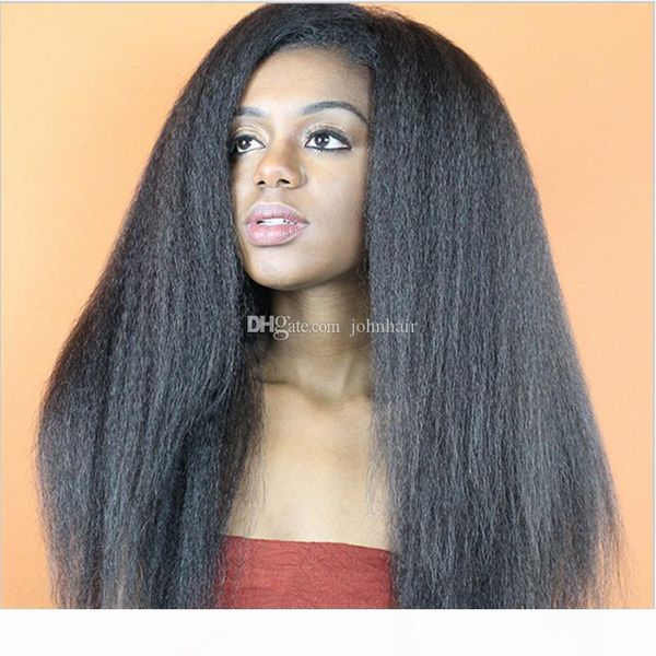 

virgin human kinky straight wig 8a glueless full lace wigs yaki human hair lace front wigs black women with baby hair, Black;brown