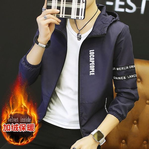 

autumn winter handsome slim jacket coat men leisure clothing male trend casual outerwear & coats plus velvet warm men's jacket1, Black;brown