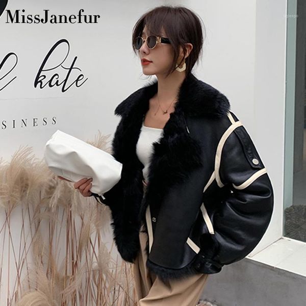 

women's leather & faux women's real sheepskin jackets genuine coat fashion lady arrival1, Black