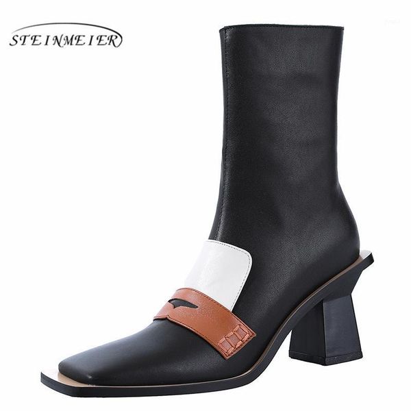 

boots winter genuine leather women ankle comfortable quality soft shoes brand designer handmade 2021 black1, Black