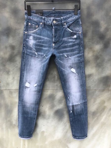 

2021 new brand of fashionable european and american men's casual jeans ,high-grade washing, pure hand grinding, quality optimization lt, Blue