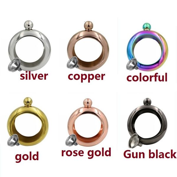 

bangle bracelet hip flask 304 stainless steel whiskey drinkware high grade round ring shape 3.5oz 1 nkhr5