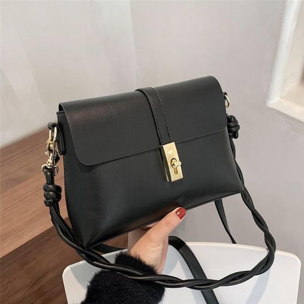 

shoulder bags for women 2021 solid color personality retro fashion bag pu leather dating shopper messenger