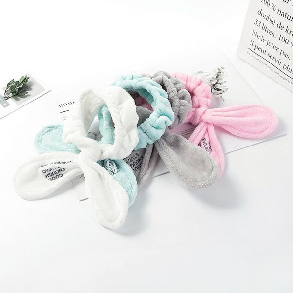 

fashion flannel soft bowknot rabbit ears headband women girls turban cute holder hairbands wash face hair accessories