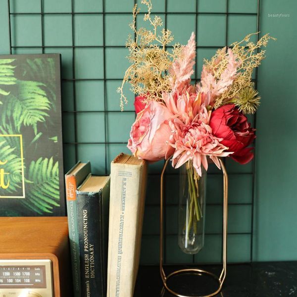 

dried artificial flower rose bouquet table flower centerpiece for home party wedding decor1