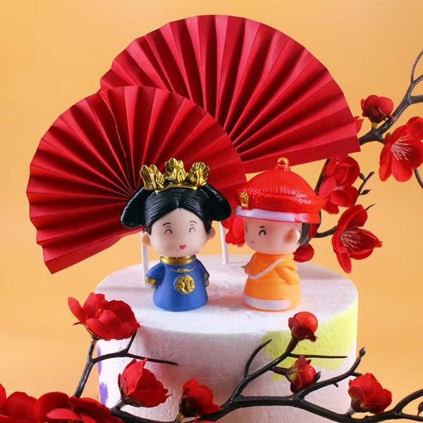 

xpaqb baked festive antique folding plug-in flag card baked decoration decoration festive fan cake antique folding fan plug-in cake flag car