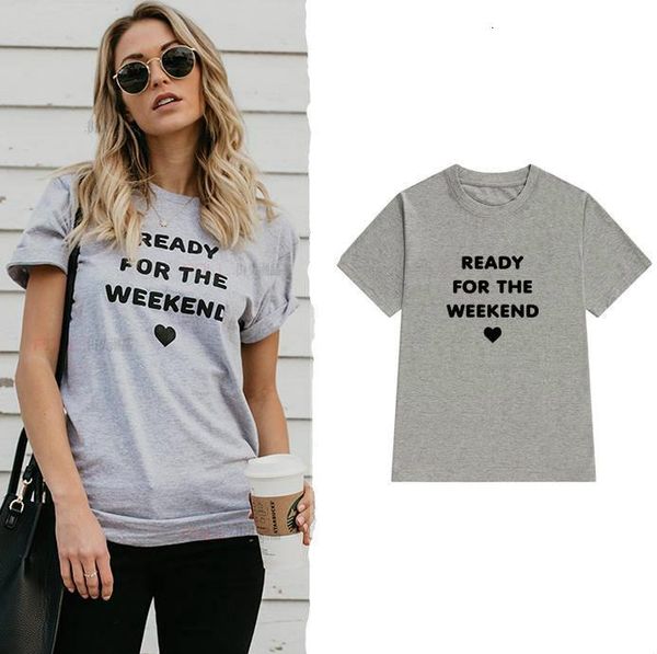 

ready for the week letters women tshirt cotton casual funny t shirt for lady yong girl tee hipster tumblr ins drop ship s-55, White