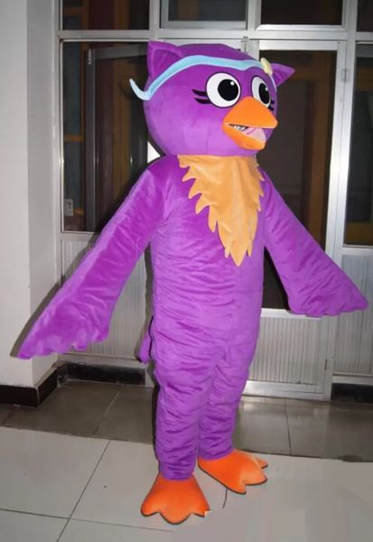 2022 Costume della mascotte del gufo viola di Halloween 2022 Personalizza l'alta qualità del personaggio dei cartoni animati del tema Anime del costume da carnevale di Natale per adulti