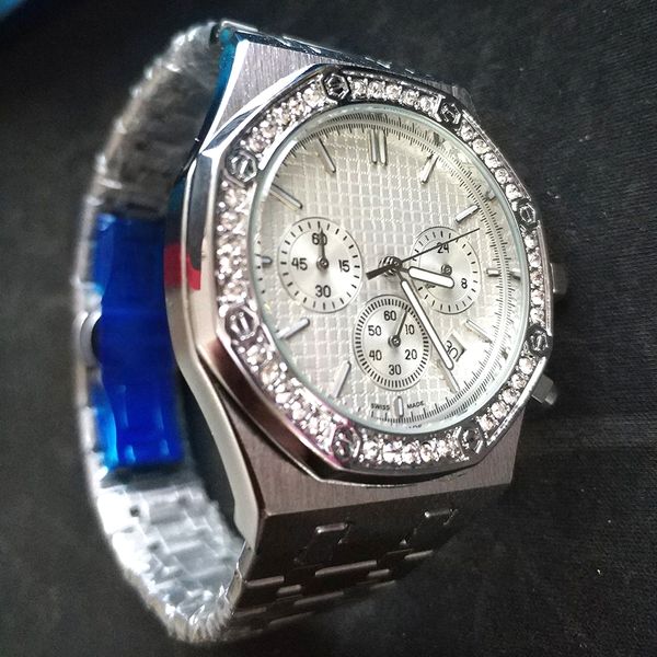 

sale mens watches all dial work fashion watch classic style 42mm stainless steel waterproof quartz movement chrono watches, Slivery;brown