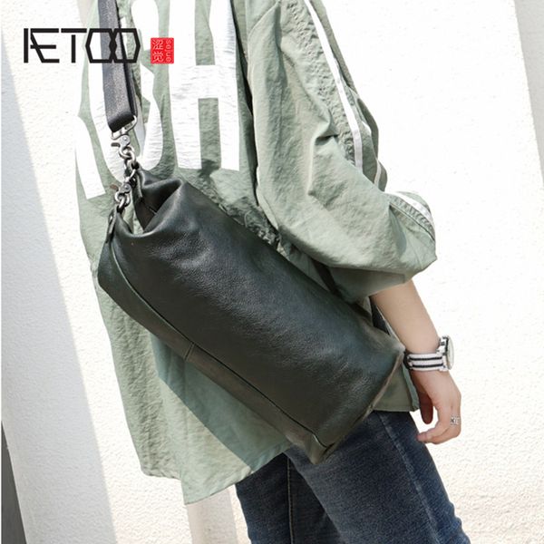 

hbp aetoo trend retro handmade cowhide shoulder bag leather crossbody bag casual male and female universal multifunctional chest bag