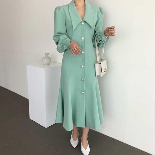 

sleeve winter office long fashion female solid elegant single-breasted high dress mid-length lady women1, White