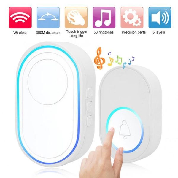

door bell 433mhz smart wireless doorbell ding dong ring ringtone alarm for home security entry 110-240v smart doorbell1
