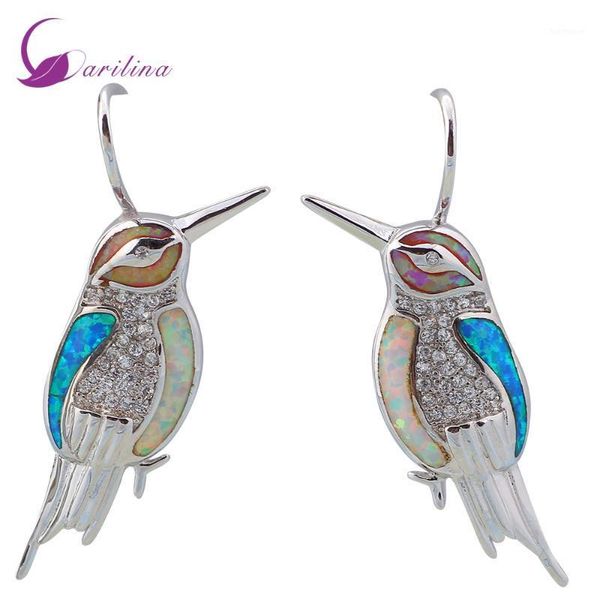

love gift bird blue pink white opal earrings silver color earrings for woman bijouterie e2001