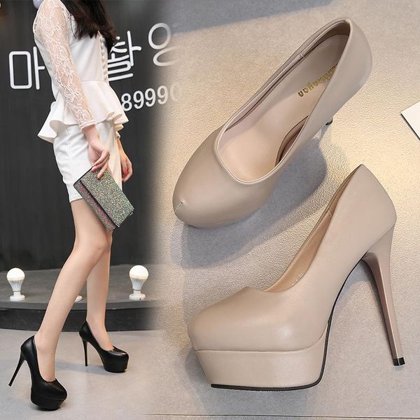 

12 cm super high heels waterproof platform womens shoes thin heels casual work shoes dress party pumps small size womens shoe 33, Black
