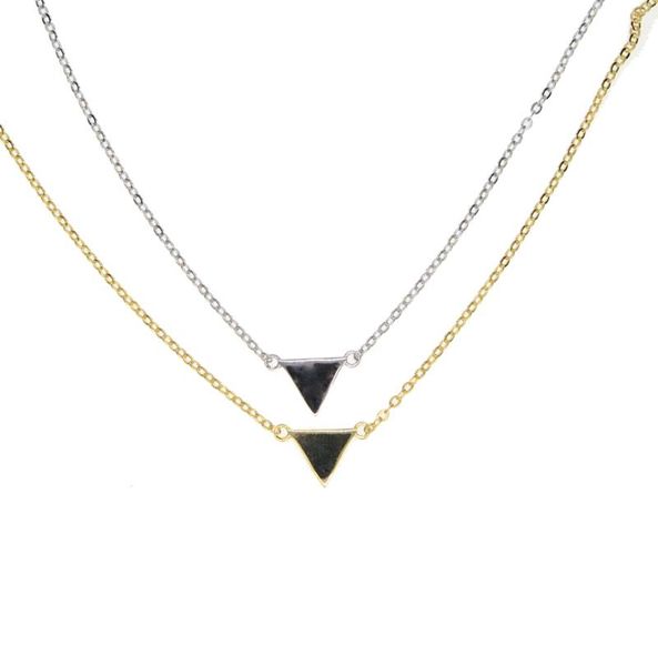

925 sterling silver gold silver color delicate dainty cute geometric triangle pendant simple necklace