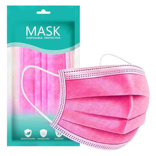 

10-200pcs non-woven face fashion solid breathing 3ply design disposable mouth mask mascarilla boda