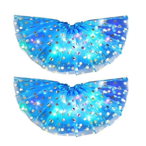 

party decoration 2pcs girls tutu skirt underskirt dancing princess led light up 2-7t cosplay ballet fluffy multilayer tulle petticoat