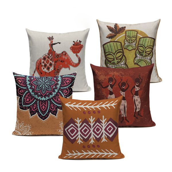 

african style pillows geometric printing cushion covers ethnic linen throw elephant pillow case custom home decorative sofa car