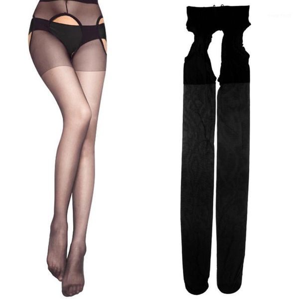 

women open crotch tights hollow out stretchy sheer pantyhose black collant ouvert femme stockings1, Black;white