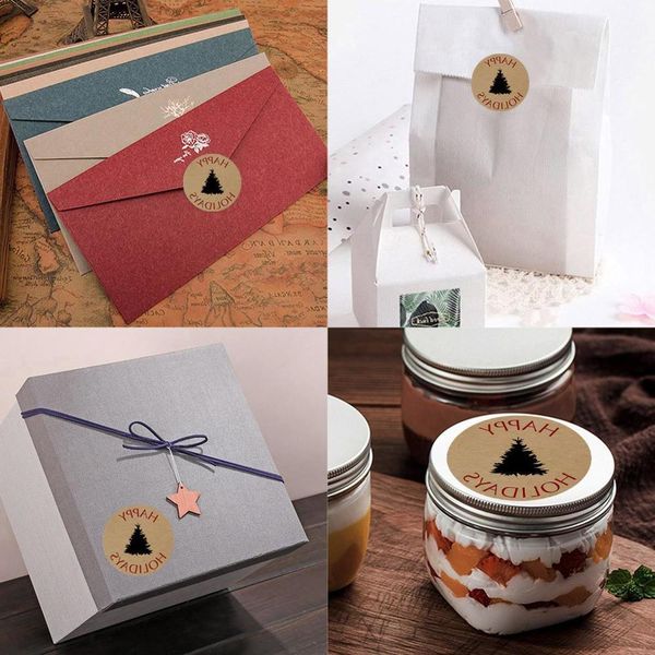 

2020 new stickers 500 christmas tags/happy holidays with single black tree sticker 50pnew