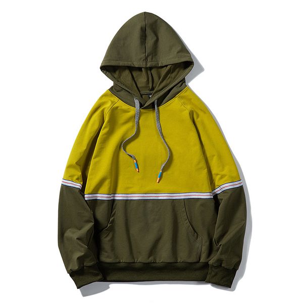

2021 new hip hop men streetwear retro-color hoodie block track autumn hoodies jacket l3zj, Black