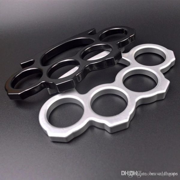 

2pcs steel brass knuckle dusters silver and black self defense personal security edc tools women men self-defense protective gear k0484