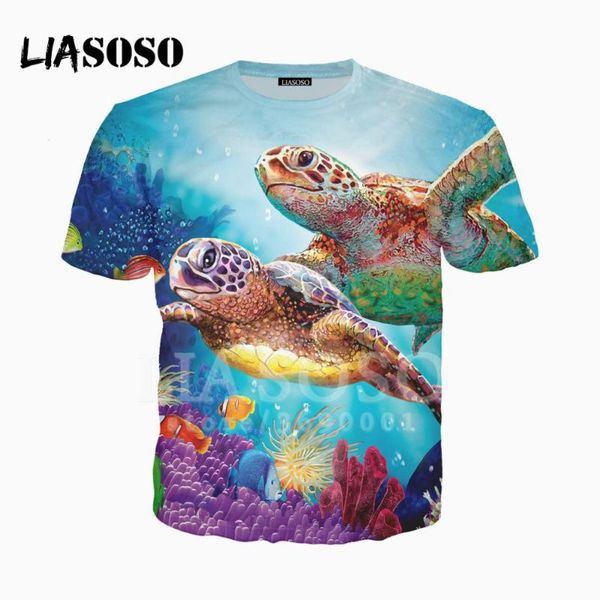 

liasoso 3d print women men's ocean sea colorful fish swordfish turtle harajuku t shirt summer t-shirt casual good quality x1516, White;black
