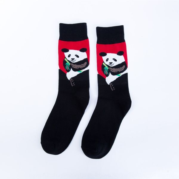 

new happy tide panda flowers and birds colorful medium high tube leisure in joy socks tide socks autumn and winter 2020 hqjdi, Black