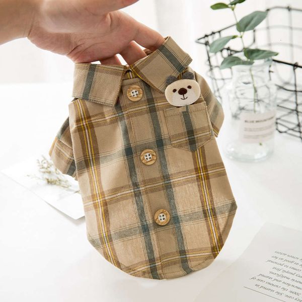 

plaid shirt teddy bear bomei cat cloth thin dog summer spring and autumn