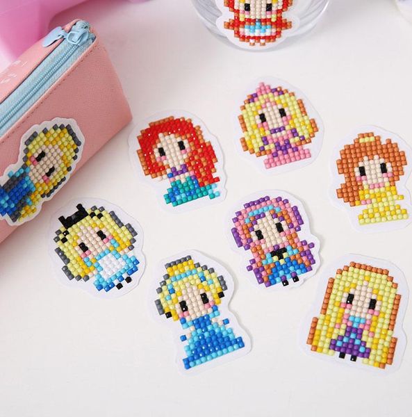 

diy diamond painting embroidery sticker sets princess reunion phone random sticker gift set diamond art mosaic stickers