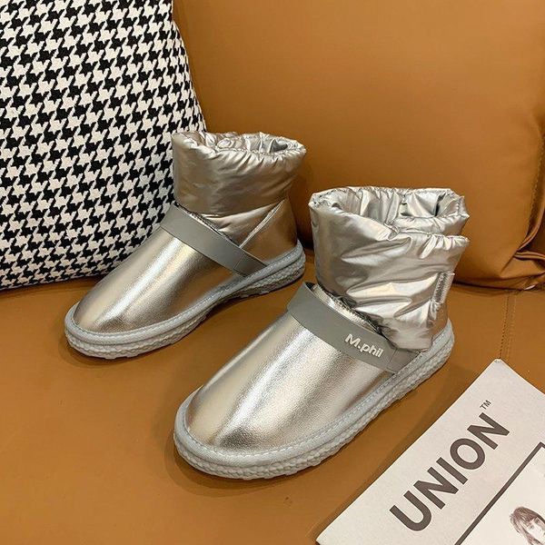 

2020 new winter women boots snow boots outer wear flat bottom short thickened plus velvet waterproof non slip cotton shoes, Black