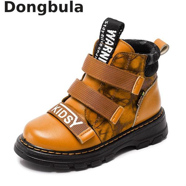 

winter children shoes new boy genuine leather fashion martin student sneakers plus velvet warm kids snow boots, Black