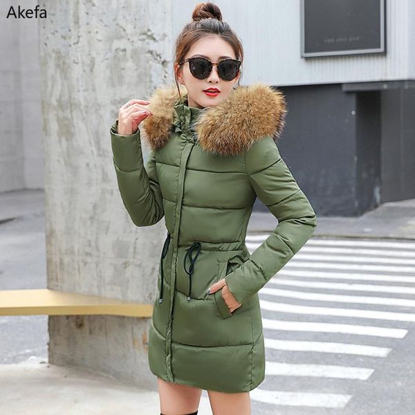 

new fashion winter jacket womens 2021 large fur collar women long coats loose leisure parka coat female down cotton outwear, Black