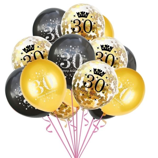 

latex anniversary balloon 10 16 18 30 50 numbers +5 confetti balloons 15pcs/lot birthday party wedding engagement decoration ornament g12203