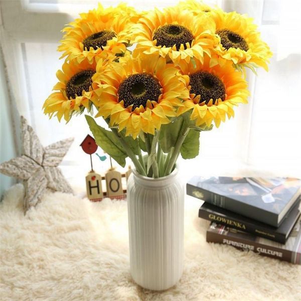 

decorative flowers & wreaths artificial silk flower head sunflower party for weddinig home office garden plant