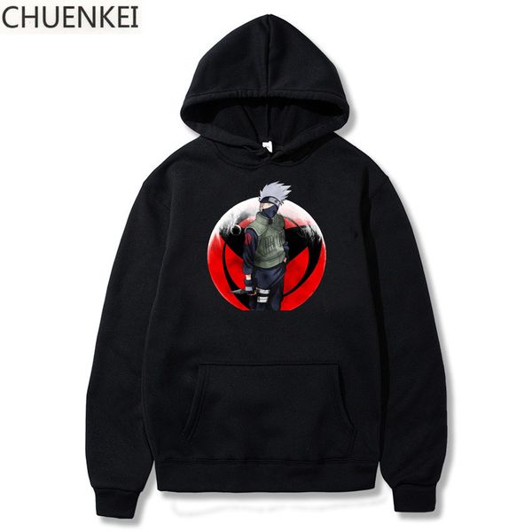 

2020 hatake kakashi anime naruto sharingan hoodie men women hooded sweatshirt casual harajuku cartoon plus size hoodies 1020, Black