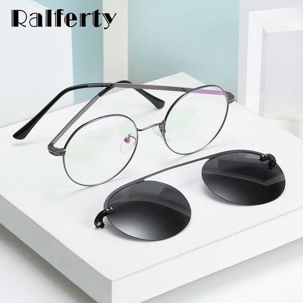 

ralferty female optic round glasses magnet clip on sunglasses polarized prescription glasses frame for grade myopia lenses d066, White;black