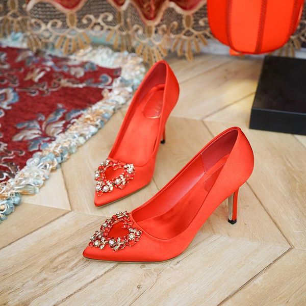 

2020 europe and the united states spring and autumn fashion high heels shallow mouth pointed women's shoes tide shoes, Black