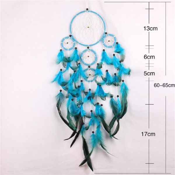 

handmade dream catcher wind chime net natural feather make home furnishing decorate blue wall hanging delicate new arrival 11 5jy m2