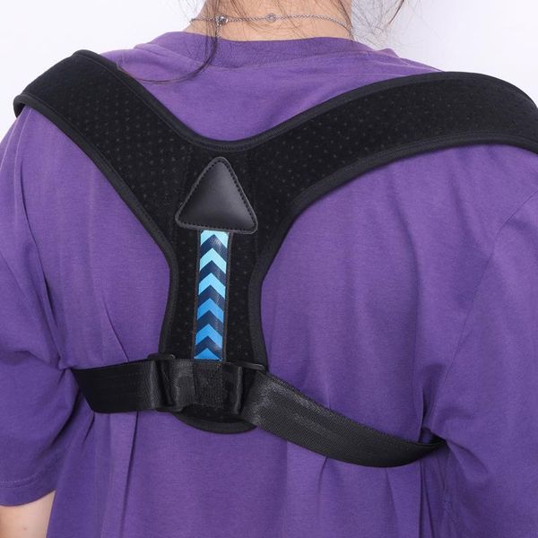 

back support adjustable clavicle posture corrector men women upper brace shoulder belt corset correction corrector1, Black;blue